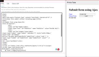 AJAX submit form without Refreshing the page - Classic ASP : Image Name | CFF Coding Source